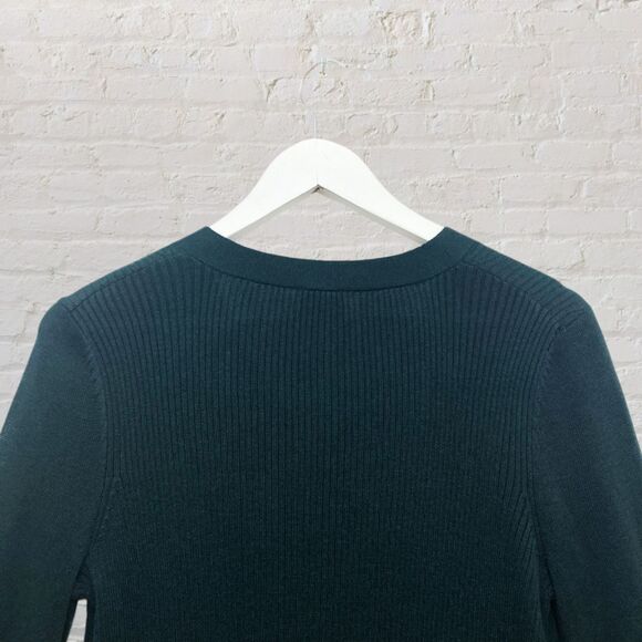 Cupio Ponderosa Green V-Neck Bishop Sleeve Sweater Soft Knit Pullover S - Picture 5 of 14